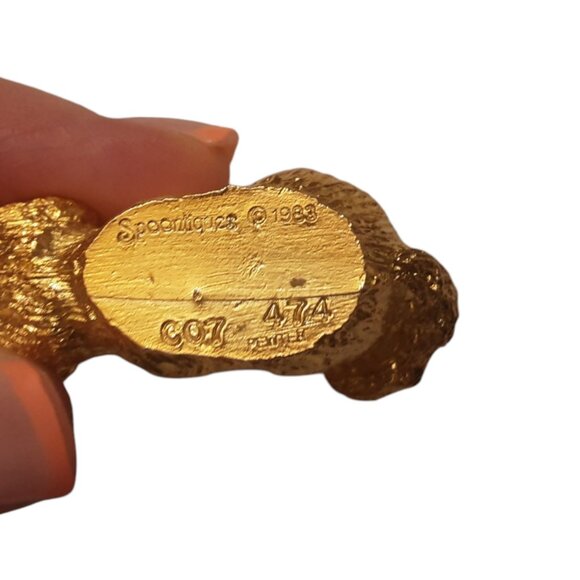 Spoontiques 1983 Gold Metal Cat W/ Crystal Ball Figurine - Picture 2 of 4